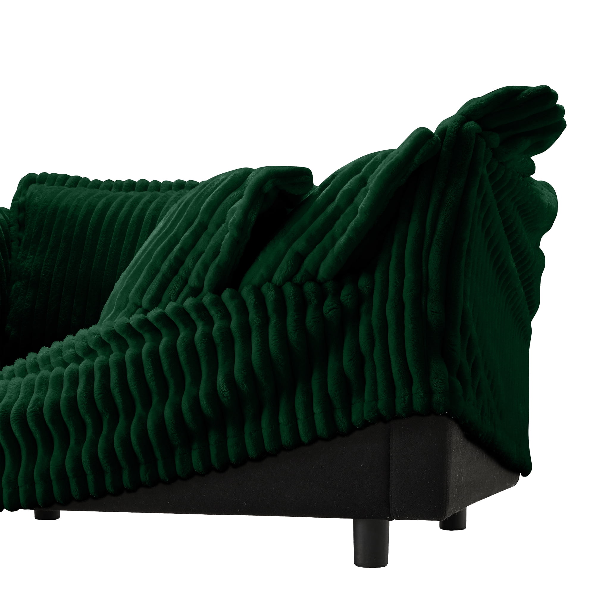 Gewnee Modern Deep Seat 3 Seater Sofa Couch,Green Corduroy Fabric Soft Multiple Big Pillows, Comfy Couch for Living Room, Apartment,