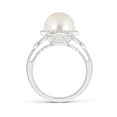 thumbnail image 2 of Angara Freshwater Cultured Pearl Halo Ring with Diamonds in 14K White Gold for Women | June Birthstone Jewelry for Her, 2 of 7