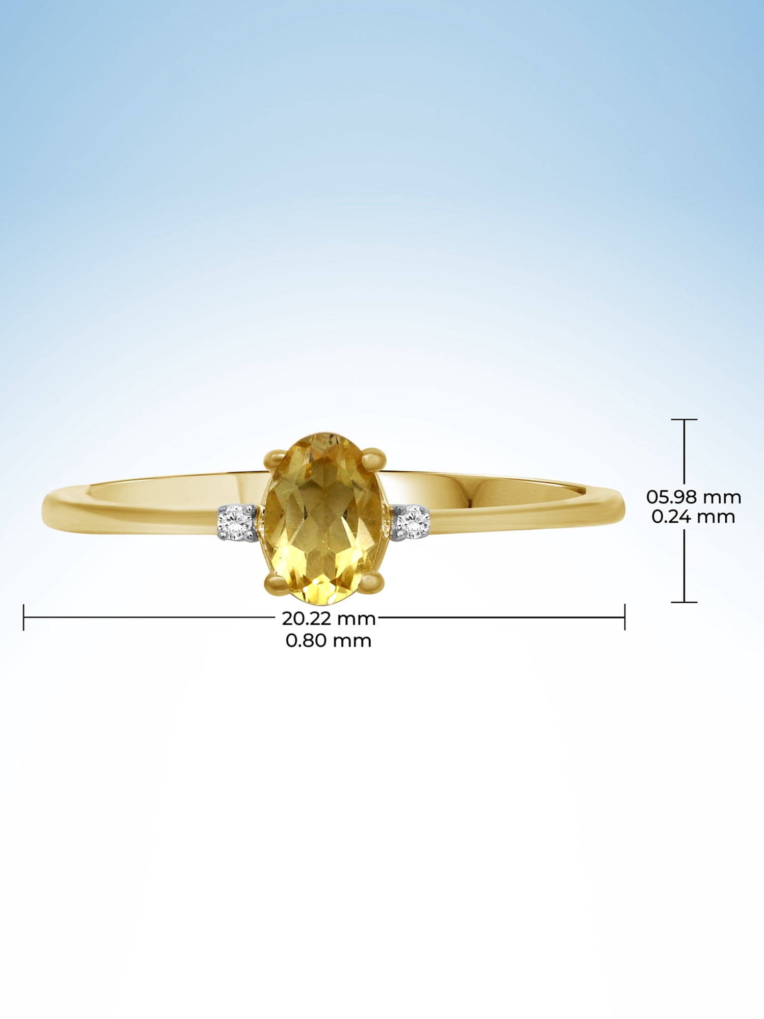 JewelersClub Citrine November Birthstone Jewelry – 0.40 Carat Citrine 14K gold over Silver Ring Jewelry with White Diamond Accent – Gemstone Rings with Hypoallergenic Sterling Silver Band