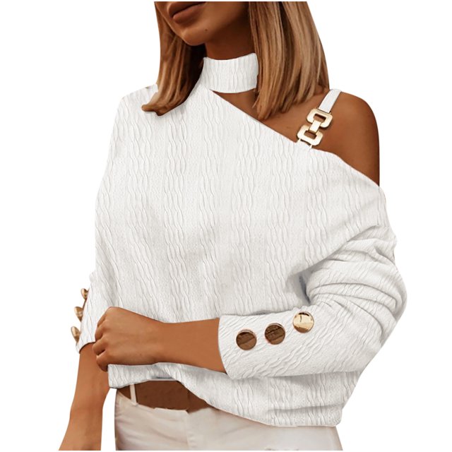 Timegard Tops for Women Cold Shoulder Long Sleeve Turtleneck Blouse Fall Work Dressy Casual Tunic Tops