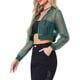 thumbnail image 4 of Chaqueta Bomber Crop INSPIRE CHIC para mujer, chaquetas ligeras de manga larga de malla transparente L Verde, 4 of 6