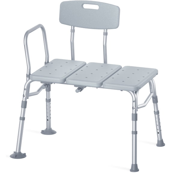 HOMLAND 400 lbs Heavy Duty Tub Transfer Bench, Adjustable Height Shower Chair with Reversible Backrest, Non-Slip Bath Seat for Seniors & Disabled