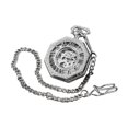 thumbnail image 4 of Reloj de bolsillo vintage con escalas y números romanos, regalo delicado grabado con cadena para plata, 4 of 9