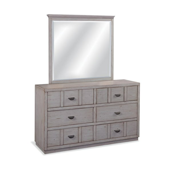Mirror In Driftwood Gray Patina, White Wood Dresser With Mirror
