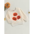 thumbnail image 3 of Wassery Infant Baby Girls Boys Halloween Sweaters Long Sleeve Crew Neck Pumpkin Print Loose Knitted Pullovers 6M 12M 18M 24M 3T 4T Toddler Fall Winter Warm Clothes, 3 of 8