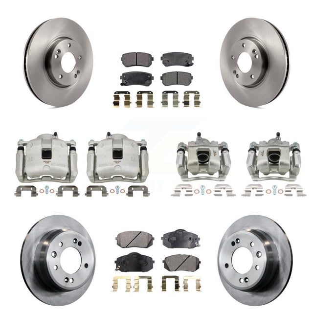 Transit Auto Front Rear Disc Brake Caliper Rotors and Semi-Metallic Pads Kit (10Pc) for Car 2016 Kia Sportage FWD with 2.4L From 12 10 15 KC8-101054P