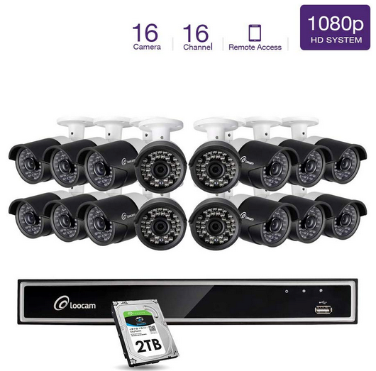 Loocam 16Channel 5.0MPLite 2TB 1080P Outdoor Security Camera System