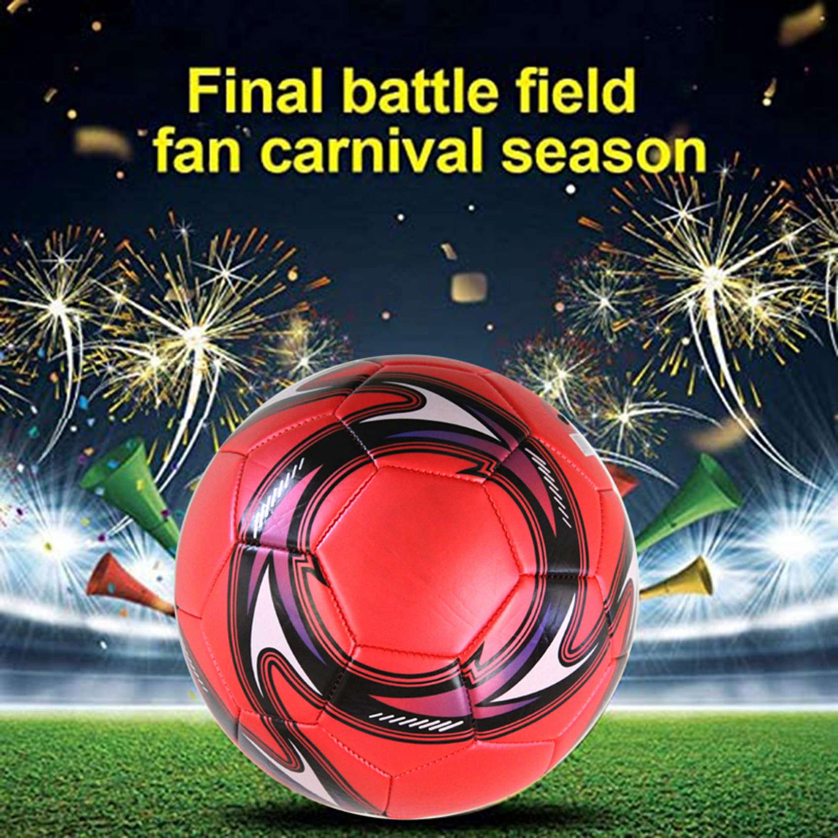 Ballon De Football Professionnel Taille 5 Rouge - Pour Entraînement Et Compétition, En PVC