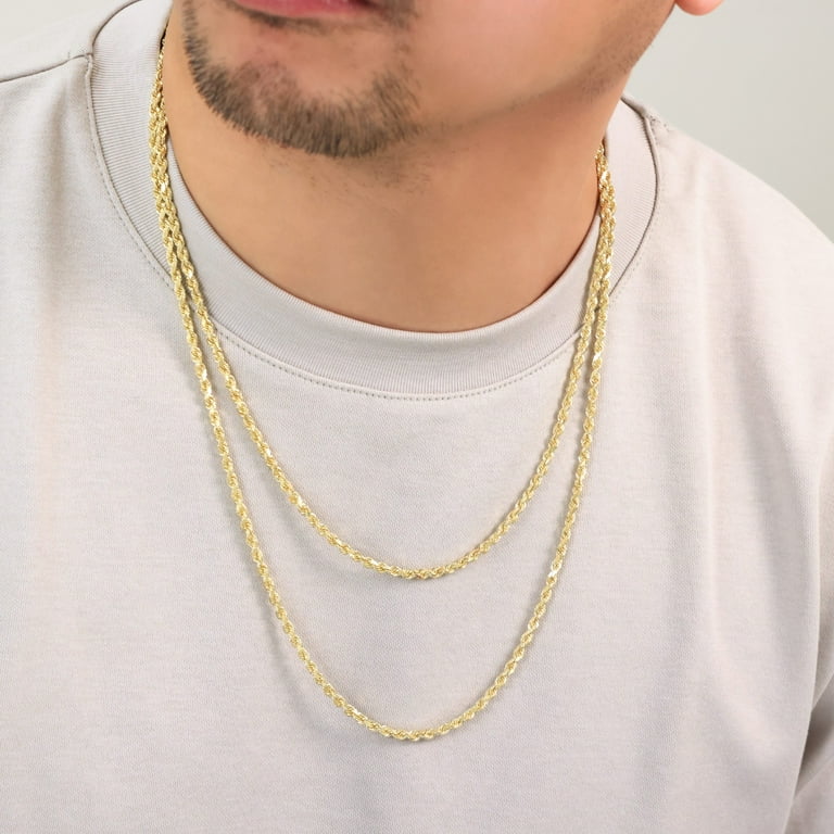 Nuragold 14k Yellow Gold Solid Rope Chain Necklace, 18