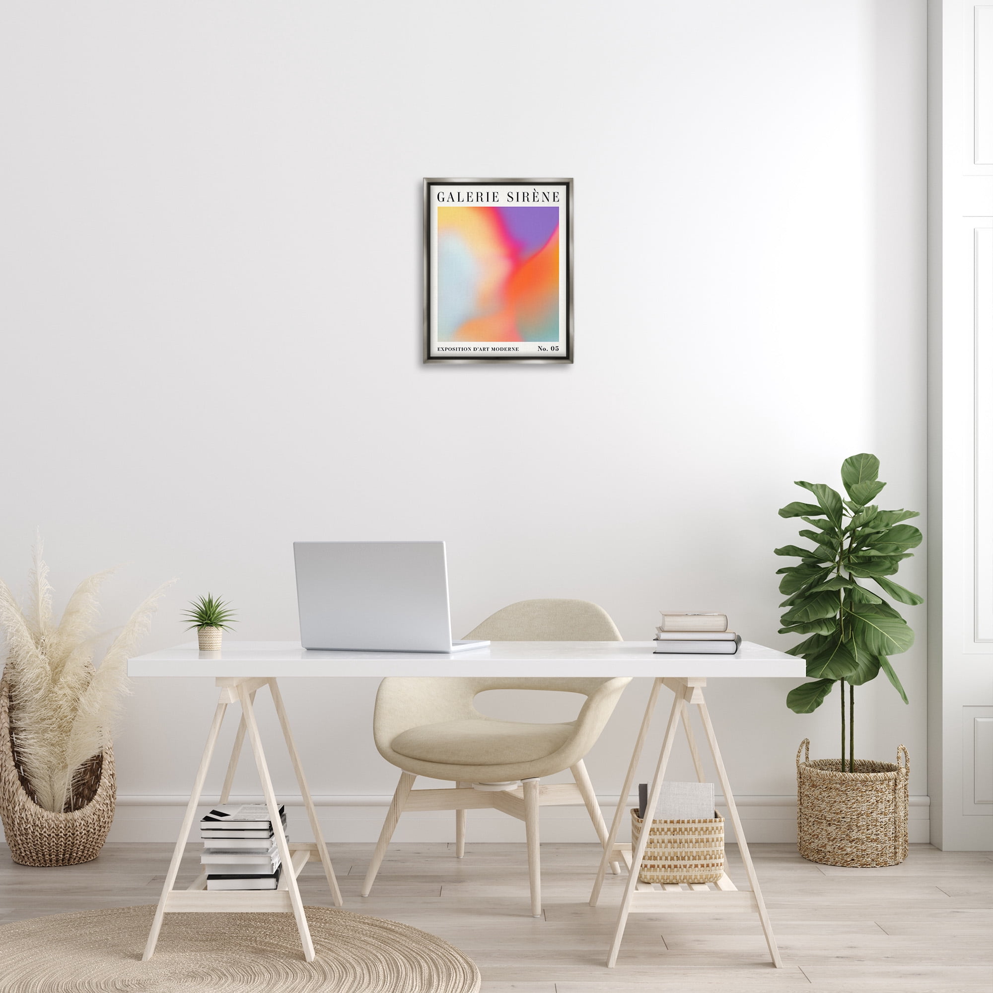 Stupell Industries Vivid Light Flare Pattern Abstract Painting Gray Floater Framed Canvas Art Print Wall Art, 17 x 21