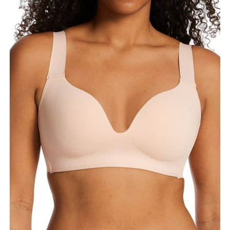 Women s Rhonda Shear 685 Plunge Wireless Bra with Adjustable Straps (Pink Beige 1X)