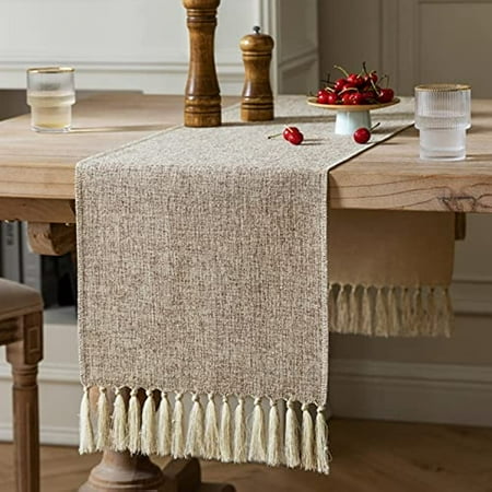 

Beige Table Runners 72 Inches Long Burlap Linen Style Rustic Farmhouse Table Runner Boho Woven Dining Table Runner 13x72 Inches Oatmeal Beige