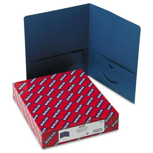 Two-Pocket Folder, Textured Paper, Dark Blue, 25/box