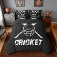 thumbnail image 3 of Erosebridal Vintage Cricket Bedding Comforter Set, Sport King Bedding Sets for Men and Boys, Black Reversible 7-Piece, 3 of 6