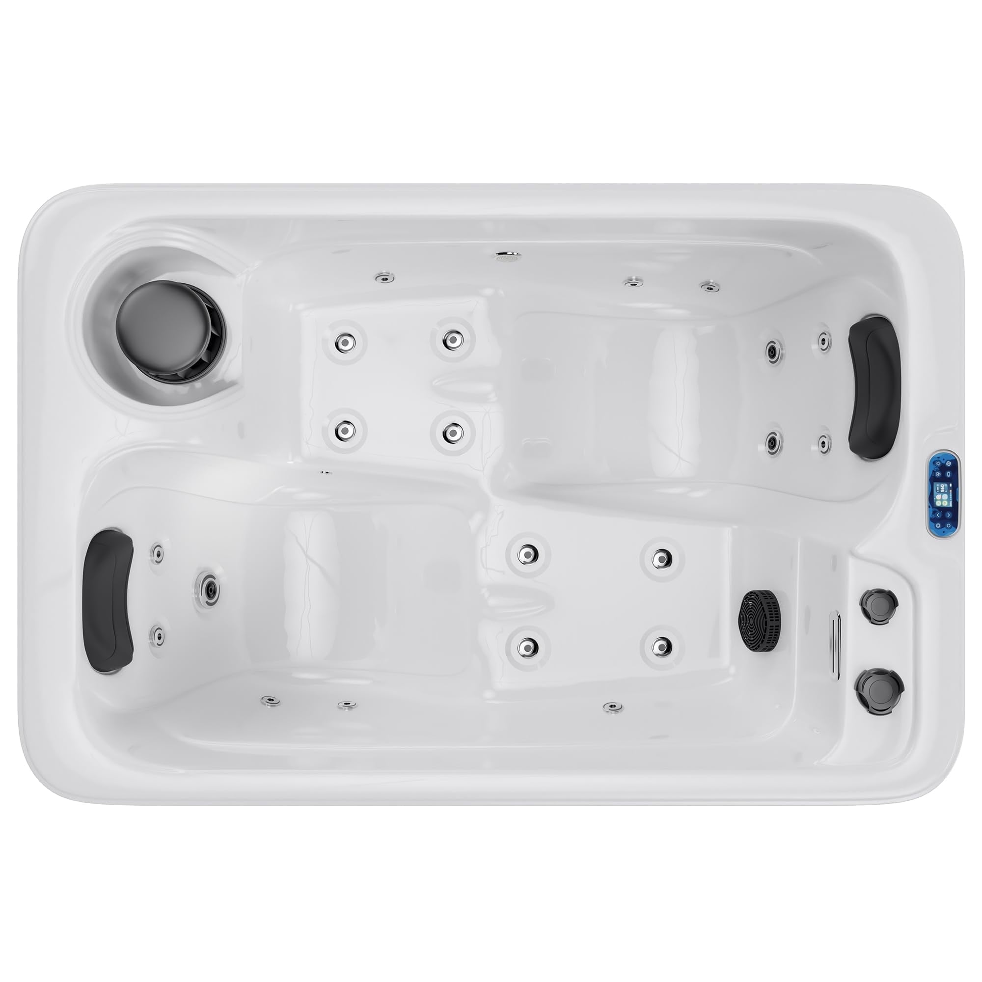 LUXOAK 2-Person Outdoor Plug & Play Hot Tub with 15 Jets & LED Lights, Charcoal Gray