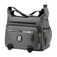 thumbnail image 3 of Bolso de hombro para hombre, bandolera, informal, con cremallera, múltiples bolsillos, bolso de mano Gris, 3 of 9