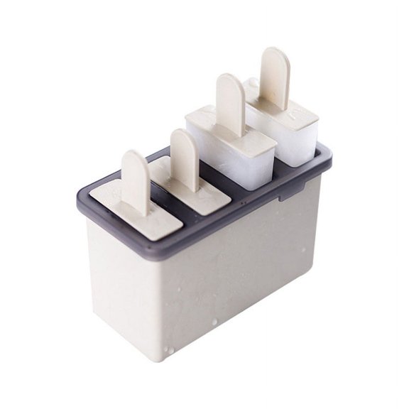 4 Cavity Food Grade Silicone Ice Cream DIY Molds Ice lolly cubes Freezer Creative Ice cream Molds Maker With Popsicle Sticks