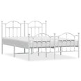 Bed frame with head and footboard metal white 140x200 cm