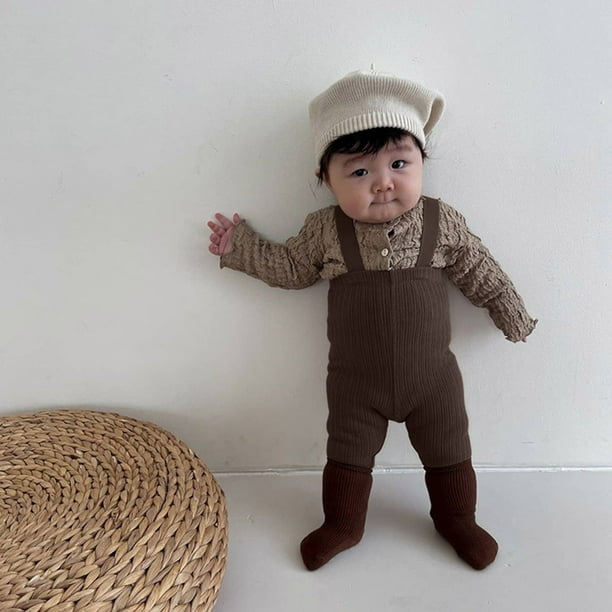 Gibobby Mamelucos para bebe nino de verano y otono de algodon acanalado solido para bebes recien nacidos ninas y ninos mono ropa Cafe 18 24 Meses Walmart en linea