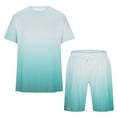 thumbnail image 5 of Miqool Men's Big & Tall Gradient Color Short Sets 2 Piece Outfits Short Sleeve T Shirt & Shorts Casual Summer Tracksuits with Pockets, 5 of 5