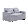 thumbnail image 5 of Bowery Hill Light Gray Linen Fabric 3-in-1 Convertible Sleeper Loveseat with Side Pocket, 5 of 10