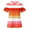 thumbnail image 4 of Camisas de Manga Corta para las Mujeres Impresión Cuello Redondo Suéter Encaje Camisa, Blusa de Verano Casual para las Mujeres, 4 of 5