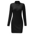 thumbnail image 5 of Nuevo vestido de manga larga con cremallera en la solapa y cintura alta - Conjunto con falda corta, tejido elástico suave, diseño elegante para citas, fiestas y ropa informal, 5 of 5