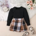 thumbnail image 5 of Fsqjgq 4T Girl Clothes Fall Trendy Girls Clothes Girl Skirt Sets 2 Piece Outfits Square Neck Jacquard Puff Sleeve Tops Plaid Mini Skirt Shorts Fall Winter Clothes Baby Girl Outfit Set Size 100, 5 of 7