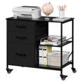 thumbnail image 6 of LINJH 3 Drawers File Cabinet File Folders Filing Cabinets Open Storage Shelf Black, 6 of 24