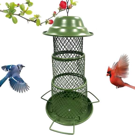 ACDANC Squirrel Proof Bird Feeder for Outside Hanging, 3 Tier Retractable 360° Feeding Wild Bird Feeders