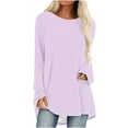 thumbnail image 2 of Sevevn Women's Solid T-shirt Long Sleeves Blouse Round Neck Casual Tops Pink XXL Family Gifts, 2 of 5