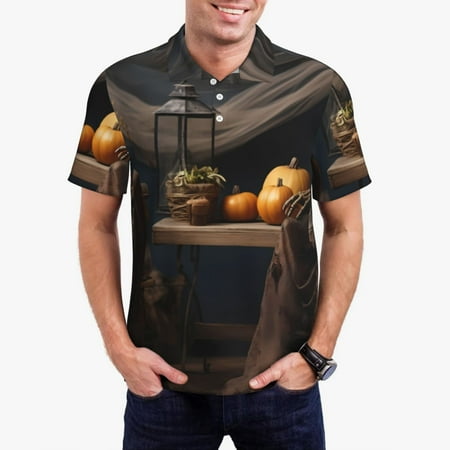 Haiem Modern Skull Sisters Pattern Mens Polo Shirts Quick Dry Short Sleeve Golf T Shirt Performance Moisture Wicking Casual Workout-3X-Large