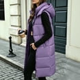 thumbnail image 6 of Horkkom Womens Vests Outerwear Winter Zip Up Long Puffer Jacket Warm Fuzzy Hooded Sleeveless Jacket with Pockets L, 6 of 6