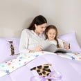 thumbnail image 4 of Manfei Teens Purple Bow Personalized Initial L Full Size Comforter Sets 3 Pieces,Kids Girls Cheetah Print Letter Monogrammed Bedding Sets,Microfiber Bedroom Decor, 4 of 6