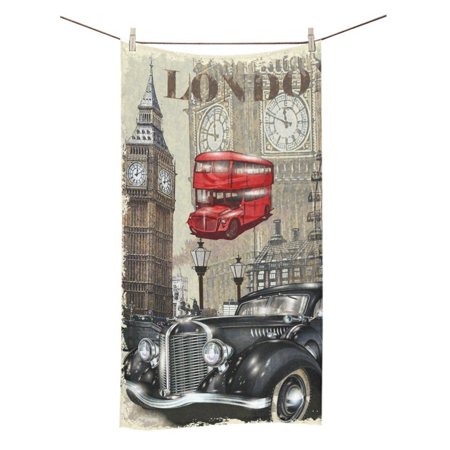 MYPOP London Vintage Poster Shower Towel Bathroom Bath Towel 30x56 inches
