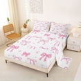 thumbnail image 2 of Manfei Ribbon Bow Full Size Sheets For Girls,Pink Coquette Bowknot Print Bed Sheets For Kids,4pcs, 2 of 6