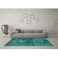 thumbnail image 3 of Ahgly Company Machine Washable Indoor Rectangle Oriental Turquoise Blue Industrial Area Rugs, 7' x 9', 3 of 4