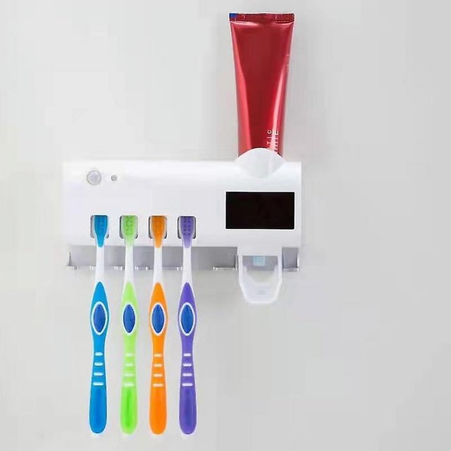 White Automatic Toothpaste Squeezer Sterilization Shelf, For Smart Rechargeable Uv Toothbrush, Automatic Toothpaste Squeezer, Bathroom Cabinet