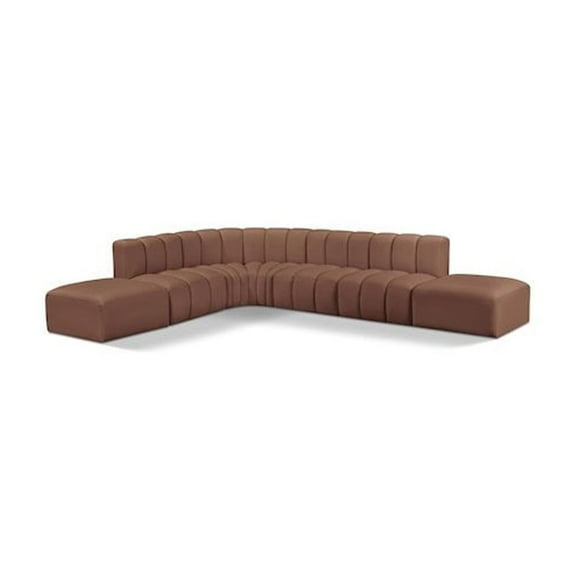 Meridian Furniture Arc Cognac Vegan Leather Modular Sectional