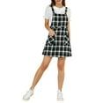 thumbnail image 2 of MODA NOVA Juniors Plaid Button Decor A-Line Pinafore Overall Dress, 2 of 6