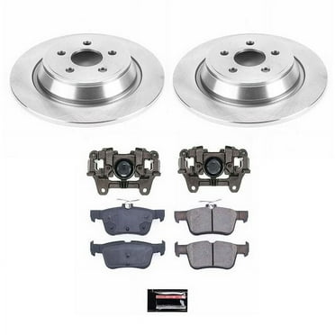 PowerStop Rear Stock Replacement Brake Pad and Rotor Kit with Calipers Fits: FORD LINCOLN Select Models KCOE7144B