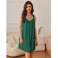 thumbnail image 2 of Ekouaer Women's Satin Silk Nightgown V Neck Sexy Nightdress Tank Sleeveless Sleepshirt Lace Sleep Dress Nightwear, 2 of 6