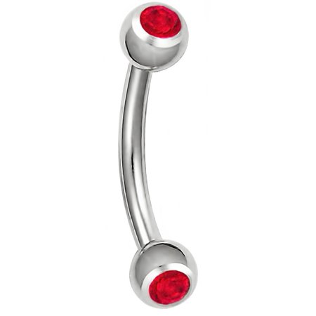 Gem Eyebrow Rings Body Jewelry - 16g 8mm Daith Earring, Eyebrow Ring and Rook Piercing Jewelry, Surgical Steel Double Gem CZ Barbell