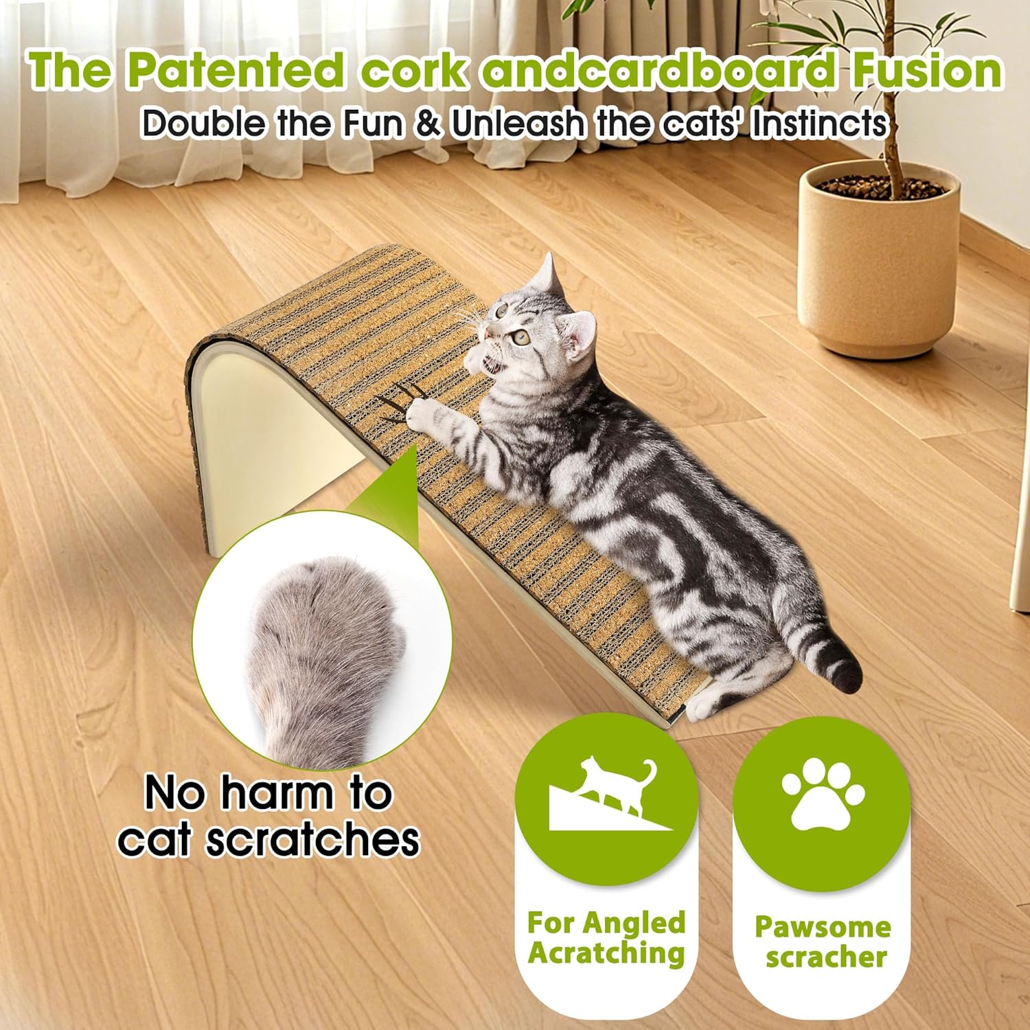 2-Pack  Scratching Post with Cork Pad - Stable Floor Mount for All Breeds