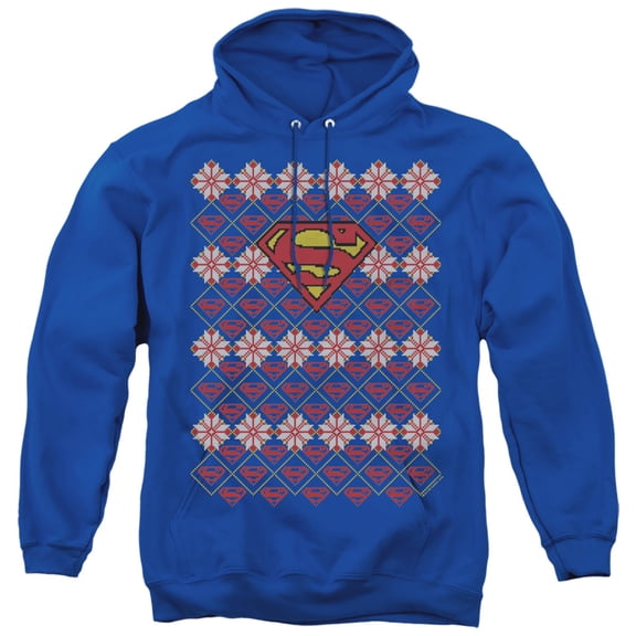 Superman Superman Christmas Sweater Adult Pullover Hoodie Sweatshirt Royal Blue