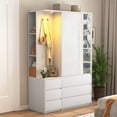 thumbnail image 2 of 72" Tall Wardrobe Closet,Wooden Wardrobe with 2 Doors & 6 Drawers,Modern Clothing Storage Cabinet with Storage Shelves,Hanging Rail for Bedroom,White, 2 of 8