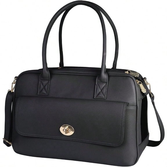 Fashion Pet Carrier Dog Purse Carrier Cat SoftSided Carriers For Puppy Kitten Stylish Leather Handbag Tote Travel Pet Bag For Small Dogs Cats TSA Airline Approved Black