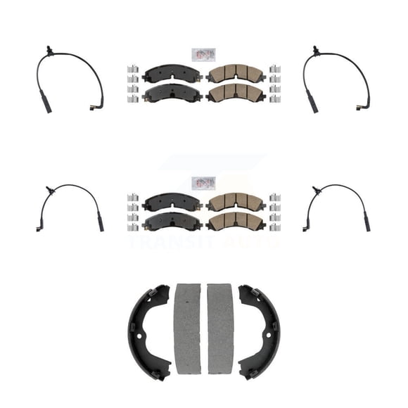 AmeriBRAKES Front Rear Ceramic Disc Brake Pads and Wear Sensors Kit (7Pc) for Car 2023-2024 GMC Chevrolet Sierra 2500 HD Silverado 3500 6.6L KNW-101456