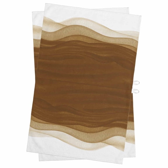 Ombre Waves Kitchen Towels Set of 2, Water Absorbent Dish Towel, Abstract Art Gradient Brown Modern Decorative Hand Towels - Quick Drying Cloth for Cooking Baking, 18x28 Inch