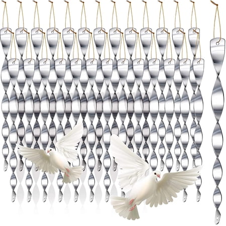 Visland 12PCS Repellent Reflective Ornamental Spiral Deterrent , Hanging Wind Twisting Scare Bird Rods Deflectors Decoys, Decorative Bird Deterrent to Protect Home and Garden